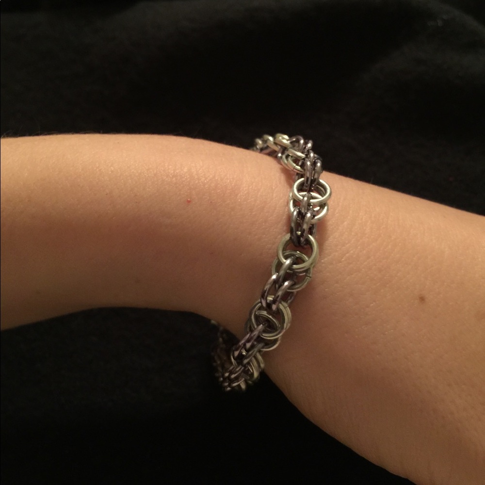 Two Toned Silver Chainmail Bracelet - image 5